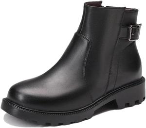 Женские ботинки Niiyyjj из натуральной кожи с шерстяной подкладкой, утолщенные, большого размера, короткие с молнией, Black Fleece