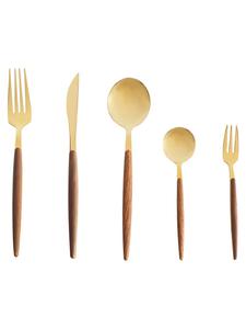 Набор столовых приборов GEMELLI из 30 предметов в золотом/коричневом цвете Beliani
