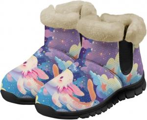 Женские зимние сапоги с милым животным принтом, теплые ботильоны до щиколотки, противоскользящие, водонепроницаемые, для улицы, размеры 36-41 Pointodoor, Axolotl Galaxy