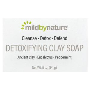 Mild By Nature, очищающее кусковое мыло с глиной, с ароматом эвкалипта и перечной мяты, с ископаемой глиной, 141 г (5 унций)