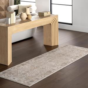 nuLOOM Koami Medallion Беговой ковер 61 x 244 см для гостиной, спальни, столовой, прихожей, коридора, кухни, светло-бежевый/слоновая кость