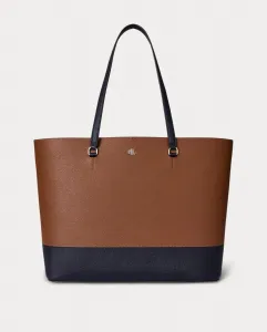 Большая кожаная сумка-тоут Karly Lauren Ralph Lauren, песочный