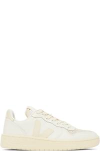 Кроссовки V-10 из кожи цвета бежевого и белого VEJA