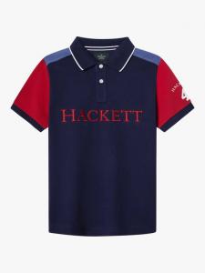 Детская хлопковая пике поло с короткими рукавами Hackett London, Ink Blue/Multi