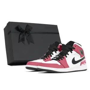 Jordan Air 1 устойчивые к истиранию нескользящие мид-топ винтажные баскетбольные кроссовки men's white pink