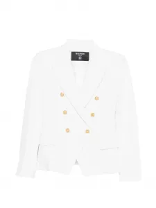 Двубортный пиджак Balmain Kids, белый
