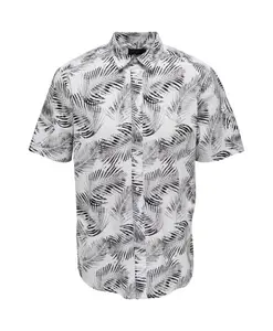 Белая хлопковая рубашка с коротким рукавом Only & Sons, мультиколор