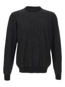 Свитер с круглым вырезом и елочным узором Boss, черный