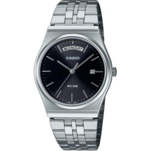 CASIO Кварцевые часы с нержавеющим браслетом унисекс черный циферблат