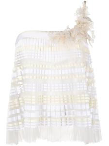 Gemy Maalouf плиссированный топ с цветочной аппликацией, нейтральный цвет