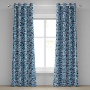 Занавеска с люверсами Abakuhaus Flower Tendrils 2 шт, 280x260x0,5 см цвет blau marine und grün