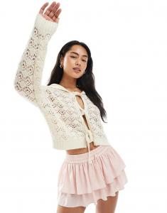 Miss Selfridge Кардиган ажурной вязки кремового цвета