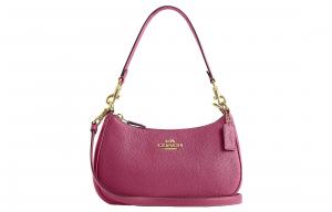 Кожаная сумка через плечо Teri от COACH женская малиновая