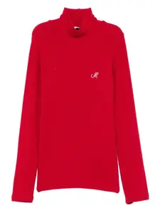 Ребристый свитер с высоким воротом Monnalisa, красный