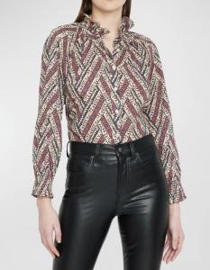 Женская рубашка Veronica Beard Calisto Printed с воротником-оборкой и пуговицами спереди, цвет многоцветный, цвет multi