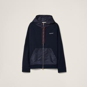 Толстовка на молнии из хлопкового флиса MIU MIU, темно-синий