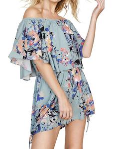 Ромпер с цветочным принтом и открытыми плечами в оттенке шалфей Umgee, Sage