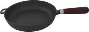 Чугунная сковорода с деревянной ручкой, прочная, подходит для всех типов плит, 20 см. Rukauf