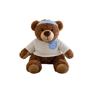 Плюшевая кукла милый медвежонок Heartbeat Bear высотой 25 см MIC RABBIT, светло-голубой