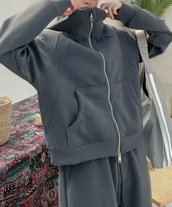 Свитшот с высоким воротником и двойной застежкой-молнией Aimoha - Select -, цвет Dark Gray