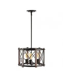 Ferme, 3-ламповый регулируемый светодиодный подвесной светильник в деревенском стиле Jonathan Y, black