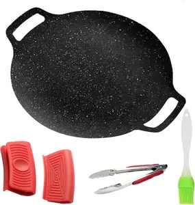 Сковорода-гриль в корейском стиле для плиты, круглая сковорода с антипригарным покрытием и ручками, блинная сковорода для приготовления в помещении Hdvery