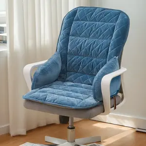 (Синяя) Подушка для офисного кресла со спинкой, мягкая подушка для сиденья со съемным чехлом и завязками, подушка для кресла-качалки в помещении