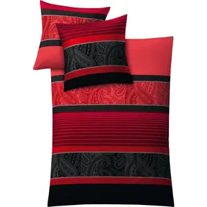 Постельное белье Kleine Wolke «Cambridge», (2 шт.), качество сатина Mako, 100% хлопок, постельное белье и наволочка на молнии, легкое в уходе, с шелковистым блеском, можно использовать круглый год, красный