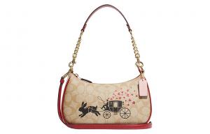 Сумка через плечо женская COACH из телячьей кожи с декоративными элементами, цвет хаки