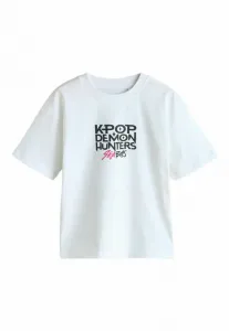 Футболка стандартного кроя с принтом охотников на демонов в стиле k-pop. Next, White