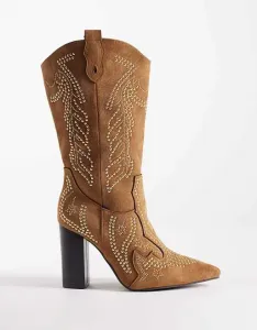 Светло-коричневые микро-сапоги до колена с отделкой SEQWL Western