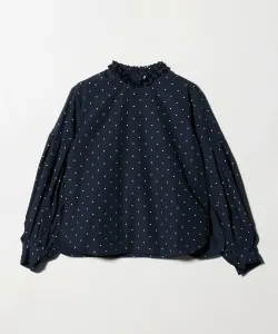 Блузка в горошек с оборками от Мэрилин Мун Так United Arrows, цвет Navy