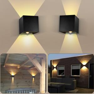 [T] 7Magic 2 шт., 12 Вт, светодиодные настенные светильники, настенный светильник для внутреннего/наружного использования, регулируемый вверх и вниз, световой луч, 3000K, теплый белый, уличный настенный светильник, светодиодный IP65, водонепроницаемый на