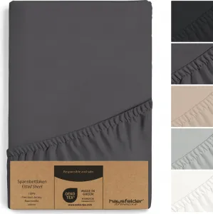 Простыня на резинке для наматрасника 140/160x200 см, для матрасов высотой до 15 см, антрацит Hausfelder