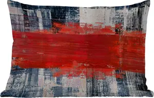 Подушка для улицы - Картина - Абстракция - Красный - Масло - 50x30 см - Устойчива к атмосферным воздействиям - Подушка для отдыха - Подушка для дивана - Украшение для гостиной MuchoWow