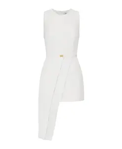 Платье из крепа с деталями в стиле смокинга Elisabetta Franchi, белый