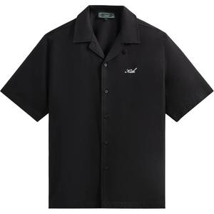 Шелковая хлопковая рубашка Thompson с воротником camp KITH, черный