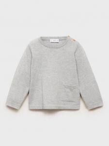 Детский джемпер из хлопковой смеси с лондонским воротником и пуговицами Mango, Medium Grey