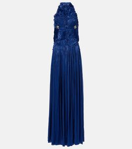 Жоржетовое платье-хомут с драпировкой Costarellos, Navy (2375)