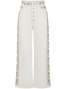 Rabanne укороченные джинсы средней посадки с вышивкой, белый