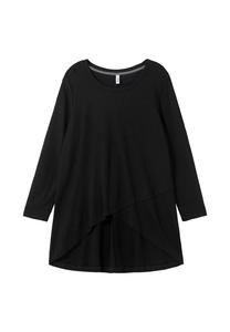 Длинная рубашка с запахом и легким А-образным силуэтом Sheego, черный