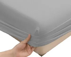 Простыня на резинке джерси 140x200 Серая Cotton World