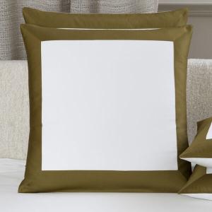 Декоративная наволочка Frette Bold Euro, 65x65, молочный/оливковый