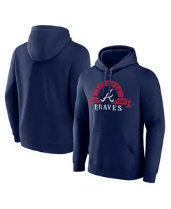 Мужская большая и высокая толстовка с капюшоном Atlanta Braves в темно-синем цвете Fanatics