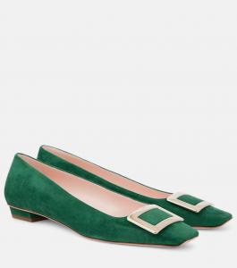 Туфли Belle Vivier 25 из замши Roger Vivier, зеленый