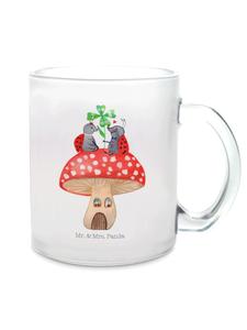Кружка с божьей коровкой и мухомором, без надписей, прозрачная Mr. & Mrs. Panda