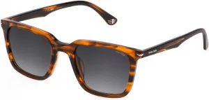 Солнцезащитные очки Police Unisex SPLL80, коричневые в блестящую полоску, размер 52, Shiny Striped Brown