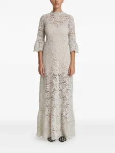 Макси-платье из кружева с расклешенными рукавами Pnk, зеленый