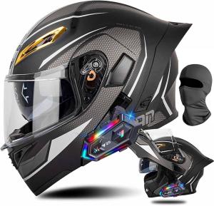 Шлем модульный Guenzo с двумя козырьками, черный / золотой / белый