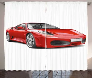 Штора ABAKUHAUS в деревенском стиле для подростковой комнаты, дизайн Итальянская машина, присборенная тесьма для спальни с петлями и крючками, 280 x 245 см, красный с темно-серым Abakuhaus